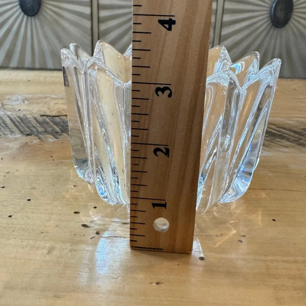 Orrefors Fleur Crystal Bowl Signed Lead Crystal Sweden 4.5